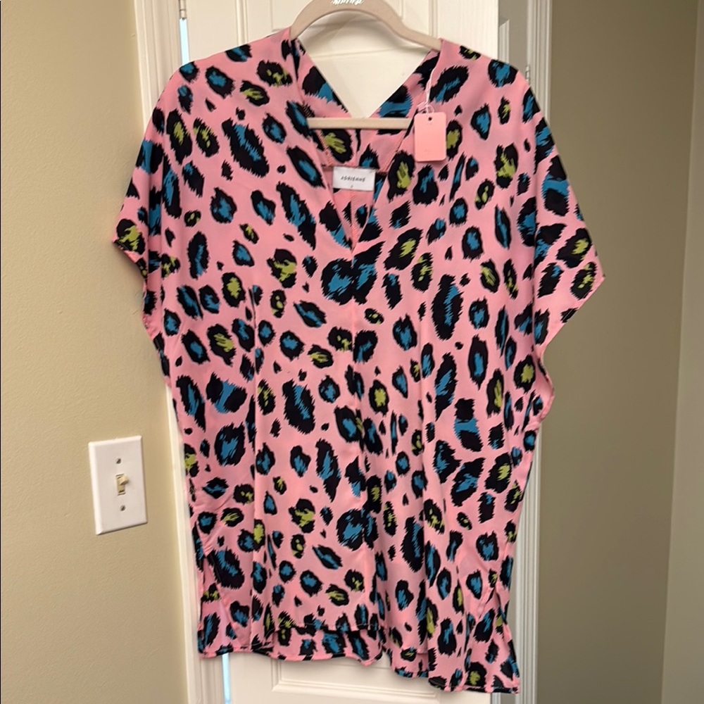 Adrienne Pink Leopard Print Blouse